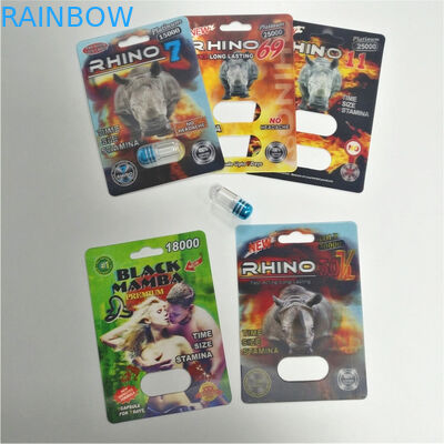 Art Paper 3D Card Rhino Container Bullet Male Sexual Performance Enhancing Pill Packaging