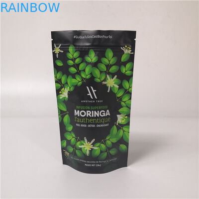 Recyclable Aluminum Foil Tea Bag Stand Up Pouch Customized Color With Reusable Zip Lock