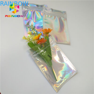 Custom Plastic Mylar Resealable Stand Up Pouches Holographic Cosmetics Packaging