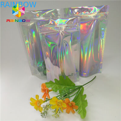 Custom Plastic Mylar Resealable Stand Up Pouches Holographic Cosmetics Packaging