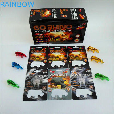 Go Rhino Men Enhancement Pill Blister Card Packaging With Rhino Figure Blister Bottle