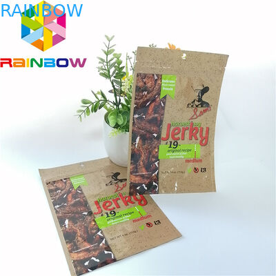 Glossy Surface Printing Aluminum Foil Bag Beef Jerky Bags Dried Food Packaging With Roun