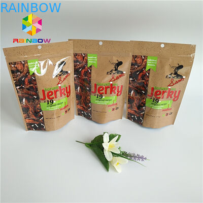 Glossy Surface Printing Aluminum Foil Bag Beef Jerky Bags Dried Food Packaging With Roun