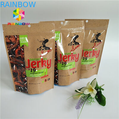 Glossy Surface Printing Aluminum Foil Bag Beef Jerky Bags Dried Food Packaging With Roun