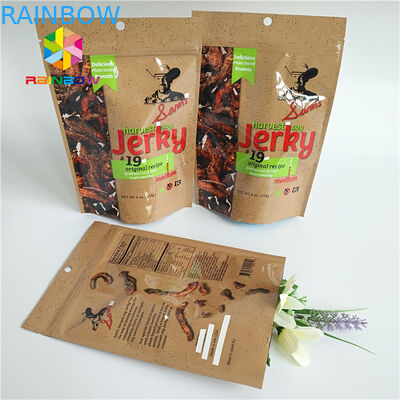 Glossy Surface Printing Aluminum Foil Bag Beef Jerky Bags Dried Food Packaging With Roun