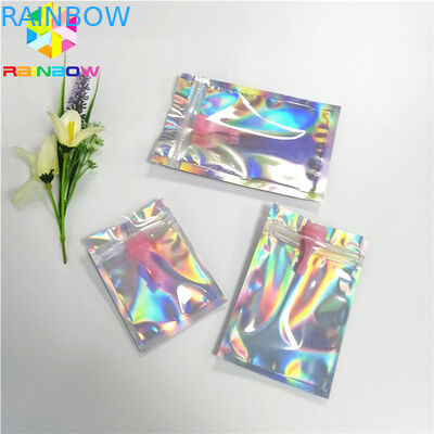 Clear Front Hologram Foil Pouch Packaging Three Side Seal Bags Recyclable k