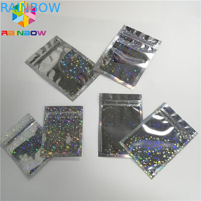 Clear Front Hologram Foil Pouch Packaging Three Side Seal Bags Recyclable k