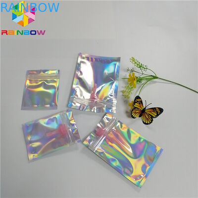 Clear Front Hologram Foil Pouch Packaging Three Side Seal Bags Recyclable k