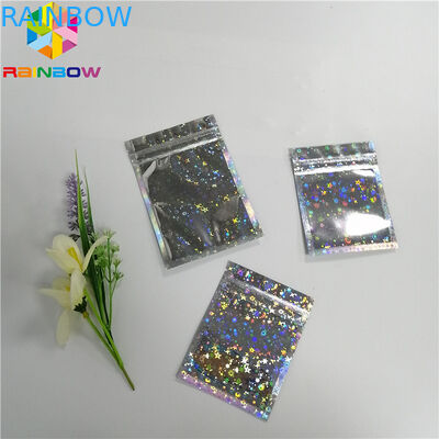 Transparent Front Foil Packaging Bags Holographic Smell Proof Heat Seal Recyclable
