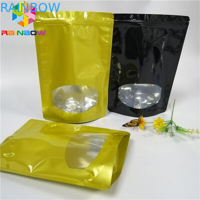 Glossy Surface Stand Up Zipper Pouch Bags Aluminum Foil Smell Proof With Window