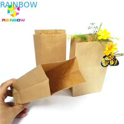 Food Grade Kraft Paper Flat Bottom Bag Biodegradable Grease Proof Snack Packaging