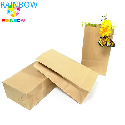 Food Grade Kraft Paper Flat Bottom Bag Biodegradable Grease Proof Snack Packaging