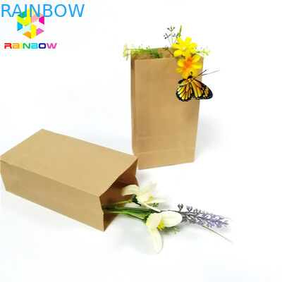 Food Grade Kraft Paper Flat Bottom Bag Biodegradable Grease Proof Snack Packaging