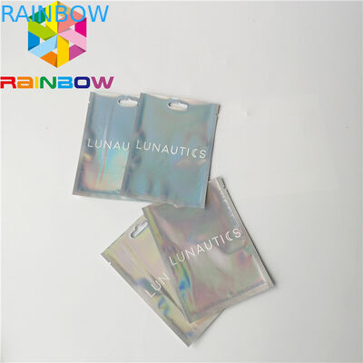 Clear Front Foil Pouch Packaging Custom Hologram Rainbow Foil Smell Proof Mylar Bag