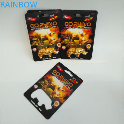 Plastic Pill Bottle Capsule Blister Card Packaging Go Rhino Gold 3D Complete Set