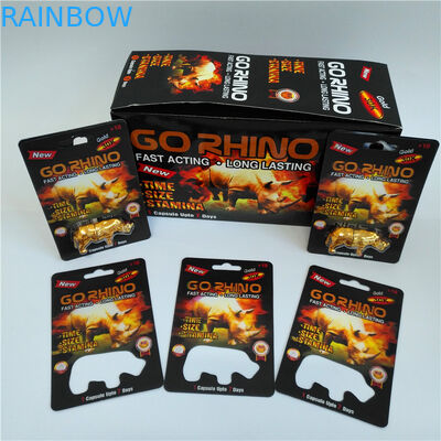Plastic Pill Bottle Capsule Blister Card Packaging Go Rhino Gold 3D Complete Set