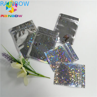 Hologram Foil Pouch Packaging Heat Seal Star Flash Mylar Plastic Three Side Seal Zipper Bag