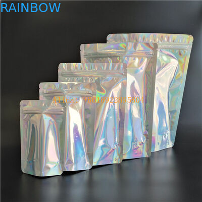 Holographic Stand Up Foil Pouches Aluminium Foil Mylar k For Gifts / Cosmetics