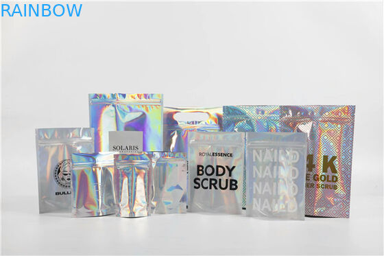 Holographic Stand Up Foil Pouches Aluminium Foil Mylar k For Gifts / Cosmetics