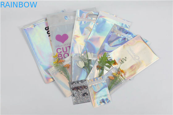 Holographic Stand Up Foil Pouches Aluminium Foil Mylar k For Gifts / Cosmetics