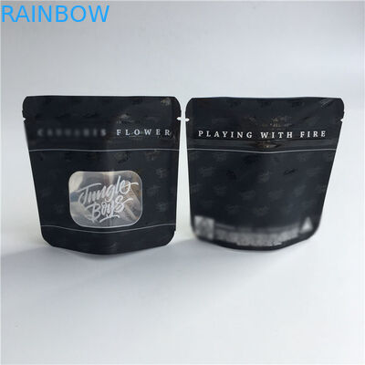 Matte Black Surface Plastic Pouches Packaging Spot UV Transparent Clear Front Window