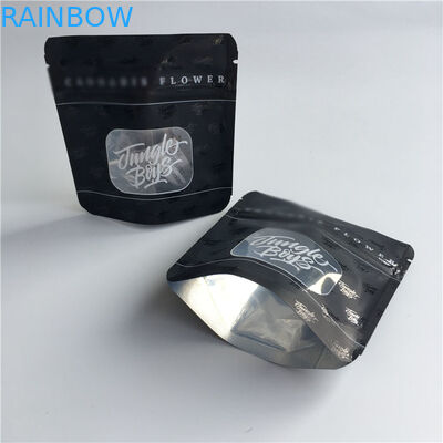 Matte Black Surface Plastic Pouches Packaging Spot UV Transparent Clear Front Window
