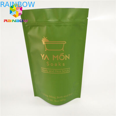 Clear Window Matte Plastic Pouches Packaging Aluminum Foil Crystal Bath Salt Heat Sealing