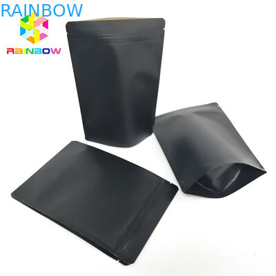 Black Kraft Paper Bag Packaging Custom Logo Stand Up Pouch Recyclable Zip Lock