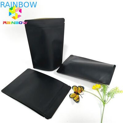 Black Kraft Paper Bag Packaging Custom Logo Stand Up Pouch Recyclable Zip Lock
