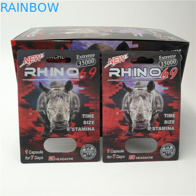 Custom RHINO 96 Pill Blister Pack Packaging 3D Lenticular Card Eco - Friendly