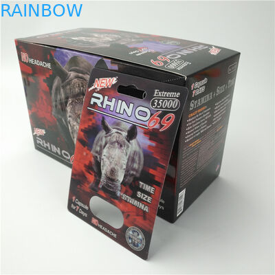 Custom RHINO 96 Pill Blister Pack Packaging 3D Lenticular Card Eco - Friendly