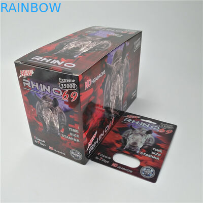 Custom RHINO 96 Pill Blister Pack Packaging 3D Lenticular Card Eco - Friendly