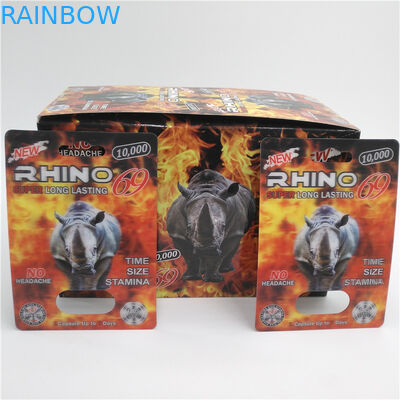 Custom RHINO 96 Pill Blister Pack Packaging 3D Lenticular Card Eco - Friendly