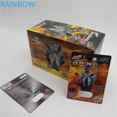 Custom RHINO 96 Pill Blister Pack Packaging 3D Lenticular Card Eco - Friendly