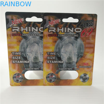 Custom RHINO 96 Pill Blister Pack Packaging 3D Lenticular Card Eco - Friendly
