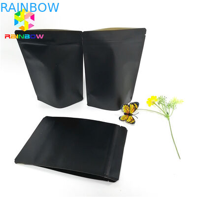 Black Kraft Paper Printing Customized Paper Bags Food Grade Laminated Self Stand Pouch