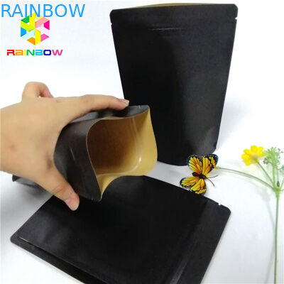 Black Kraft Paper Printing Customized Paper Bags Food Grade Laminated Self Stand Pouch