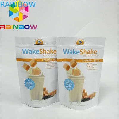 Resealable Stand Up Zipper Pouch Bags Milk - Tea Powder Packaging Glossy Finished Full Printing