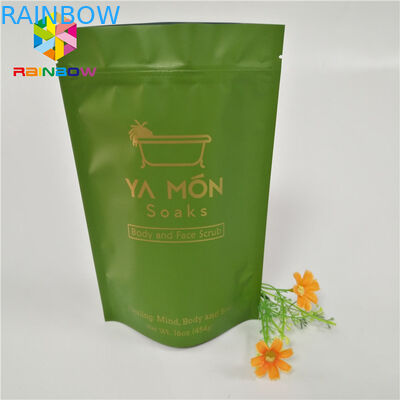 Foil Lined Plastic Stand Up Zipper Pouch Bath Salt Skin Care Packaging Gravure Printing