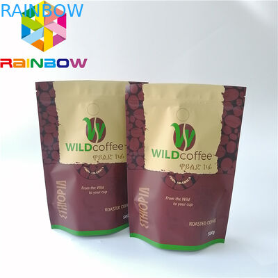 Rainbow Custom Plastic Stand Up Pouch Resealable Coffee Bag Top Up k With Valve