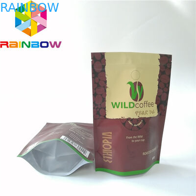 Rainbow Custom Plastic Stand Up Pouch Resealable Coffee Bag Top Up k With Valve