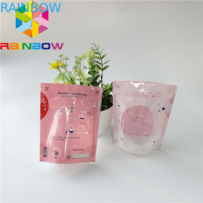 Menstrual Cup Stand Up Pouch Heat Sealed Microwave Sterilizer Bag With Clear Wind