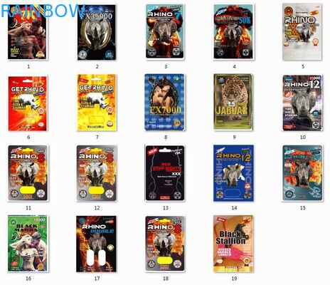 Durable Blister Card Packaging Mamba / Magnum 25k / Stiff Rox Rhino 69 Pill Capsule Display Box