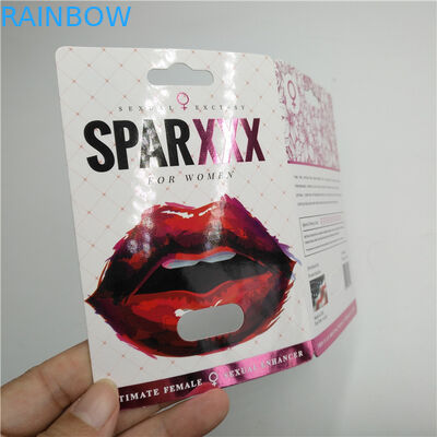 Custom Printed Blister Paper Cards Spar XXX Pink Hot Stamping For Male Enhancement Capsule