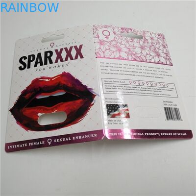 Custom Printed Blister Paper Cards Spar XXX Pink Hot Stamping For Male Enhancement Capsule