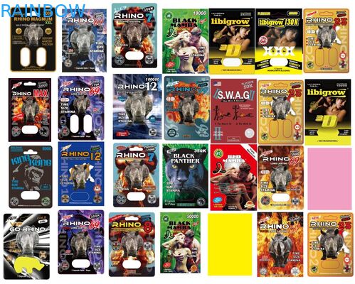 Custom Printed Blister Paper Cards Spar XXX Pink Hot Stamping For Male Enhancement Capsule