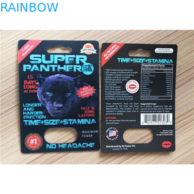 Recyclable Paper Card Packaging Panther Rhino 25k Male Enhancement Pill Pack