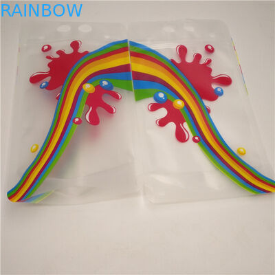 Clear Juice Milk Bottom Gusset Bags , Durable Stand Up Foil Pouches With Handle