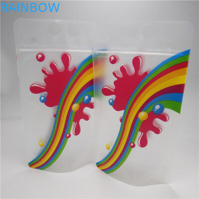 Clear Juice Milk Bottom Gusset Bags , Durable Stand Up Foil Pouches With Handle