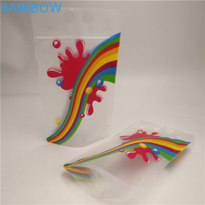 Clear Juice Milk Bottom Gusset Bags , Durable Stand Up Foil Pouches With Handle